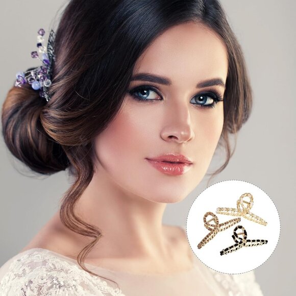 Vintage Metal Hair Claw Clips Set 3 Assorted Colors Strong Hold Ladies - Picture 6 of 9